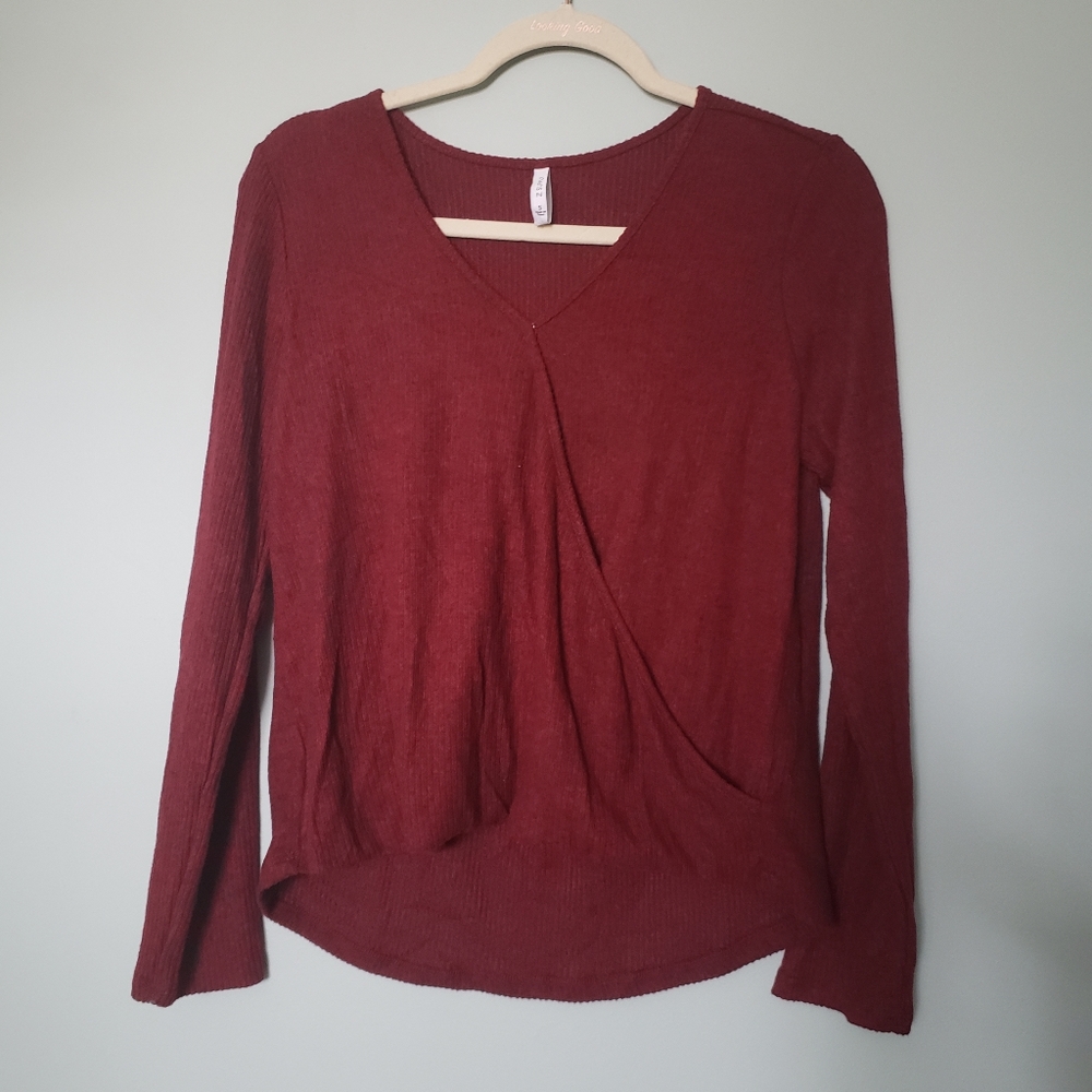 Deep red long sleeve shirt